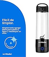 Vista 6 de NutriBullet Batidora portátil, sin cables, recipiente de 20oz, licuadora personal, recargable USB-C, negra, NBPB50100K