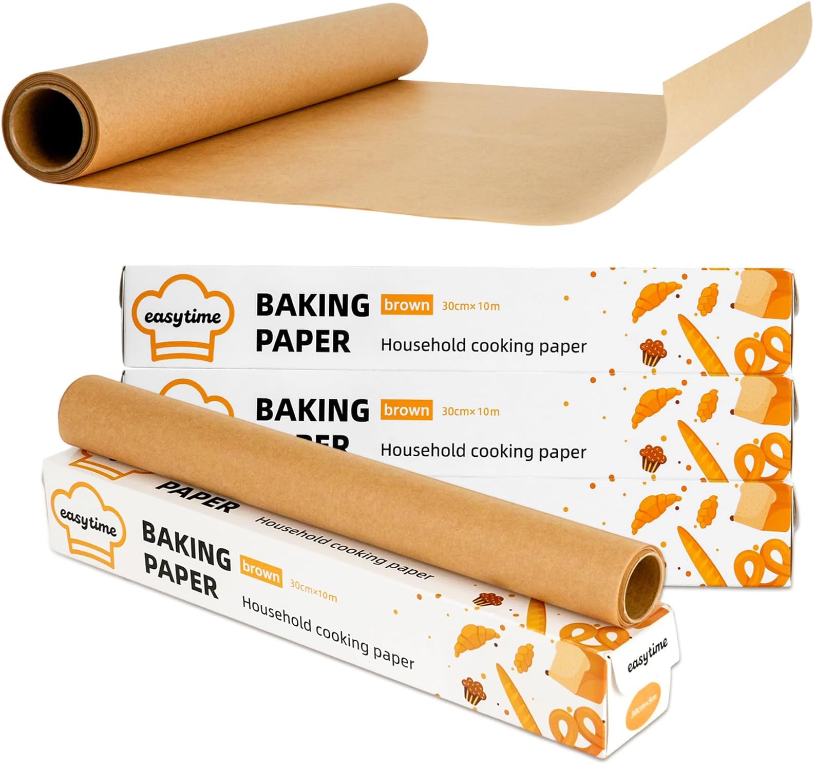 12in x 98ft Unbleached Parchment Paper for Baking, High Temperature Resistant Parchment Paper Roll, Non-Stick Greaseproof Baking Paper for Cooking Grilling Air Frying (Brown, 12in x 98ft)
