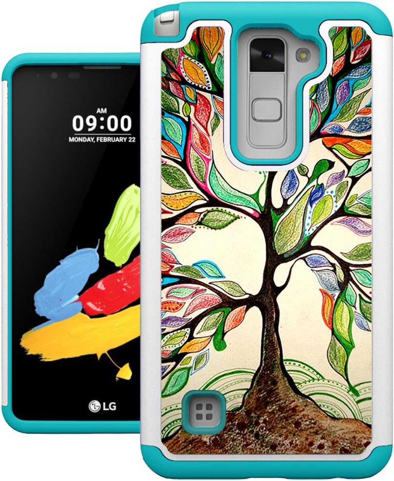 LG Stylo 2 Case, UrSpeedtekLive [Shock Absorption] Dual Layer Hybrid Defender Protective Case Cover for LG Stylo 2 - Love Tree