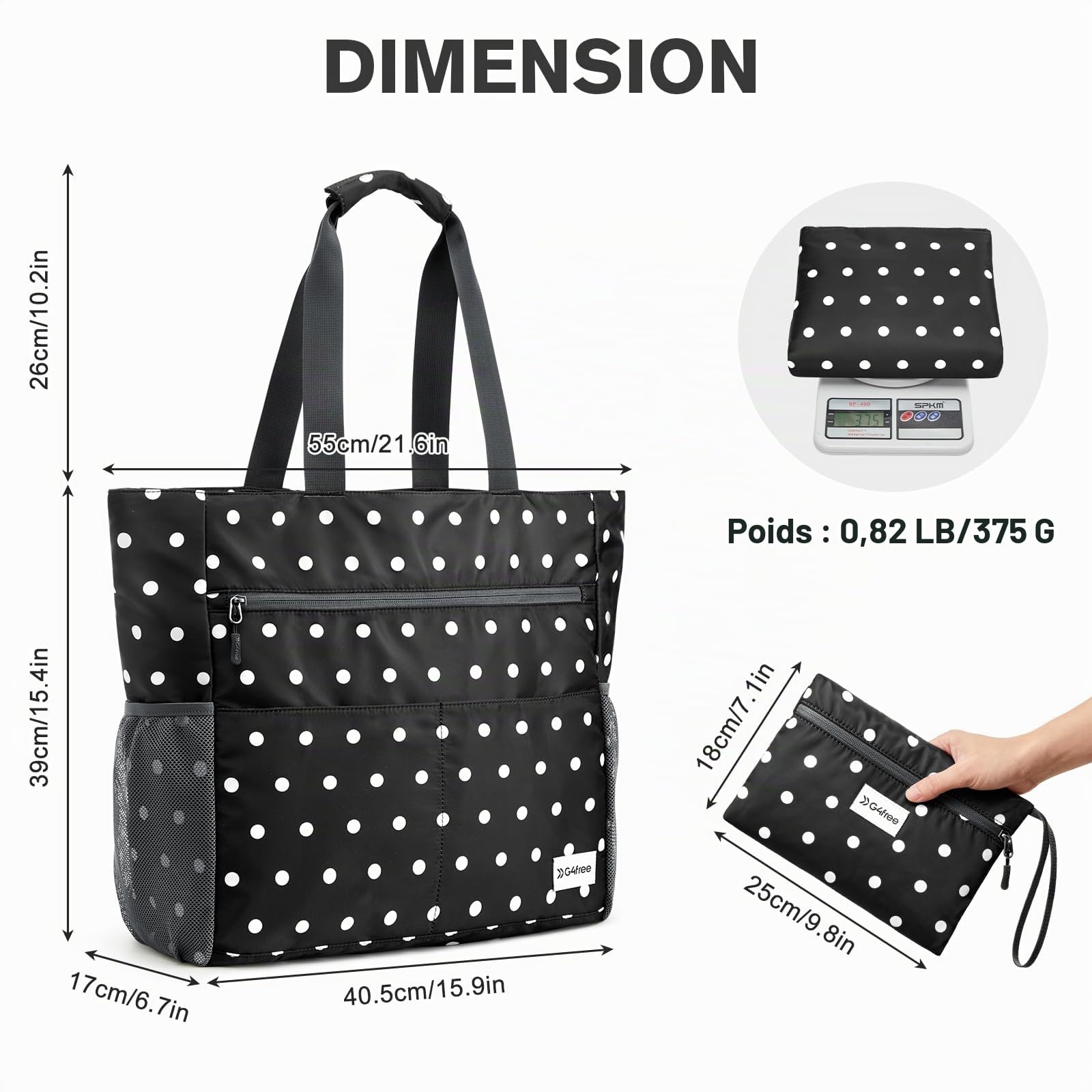 G4Free Sac Fourre-tout de Plage Imperméable, Pliable et Résistant au Sable de Grande Capacité pour Femme