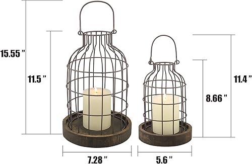 Miniatura 3 de Stonebriar Bandeja decorativa grande de madera y metal + juego de 2 adornos de metal de alambre