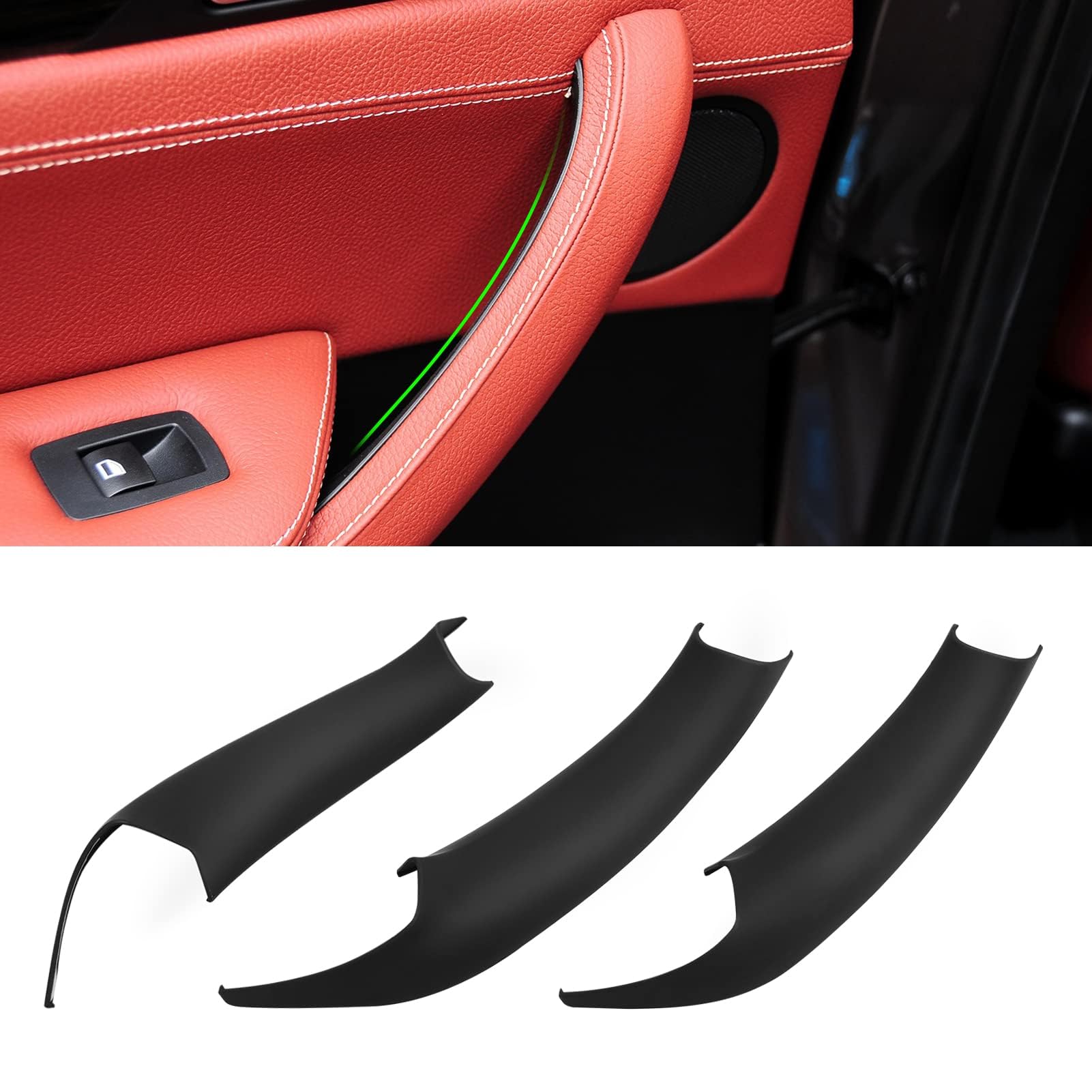 3PCS Compatible avec Poignee de Porte Interieur bmw X3 F25 2010-2016 Poignée X4 F26 2014-2017 Couvercle de Poignée de Porte Gauche + Droite-Noir