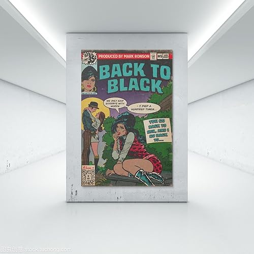 Miniatura 7 de Amy Winehouse - Póster de arte cómico de álbum de música negra para habitación, arte estético, arte de pared, decoración de dormitorio, 12 x 18