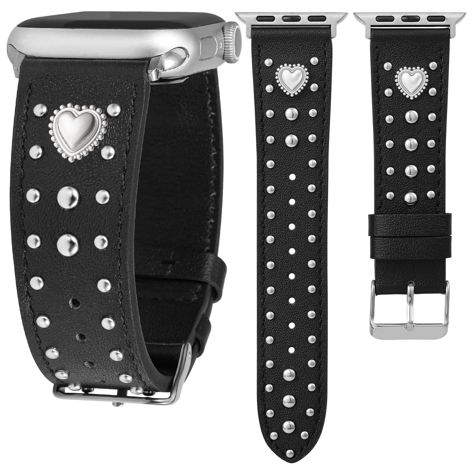 Photo 1 of Wearlizer Studded Leather Band Compatible with Apple Watch Bands Women