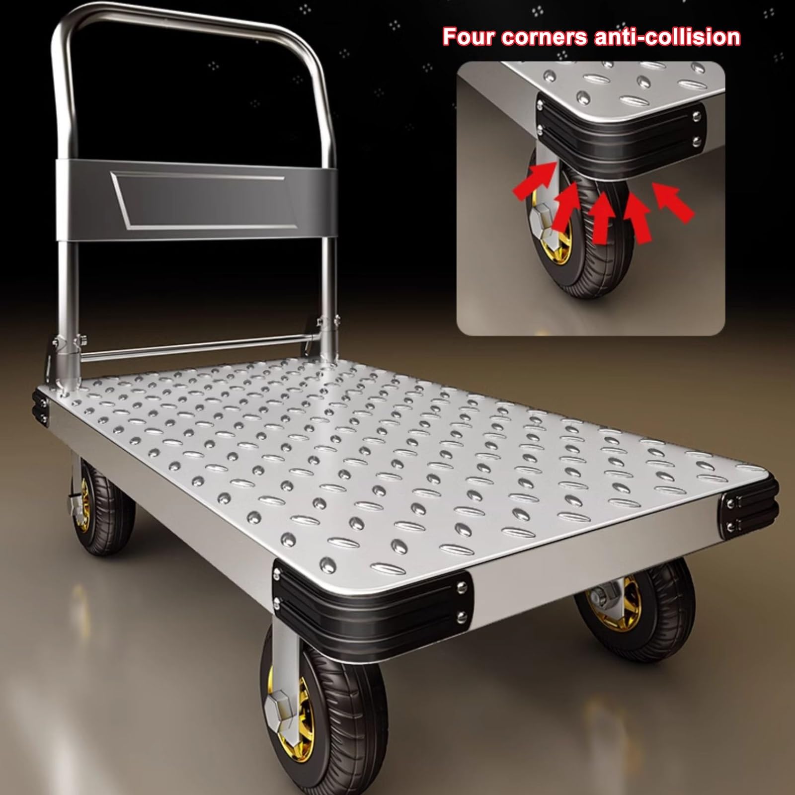 Carrito Transporte con Ruedas, Carro Plegable Tiene Una Gran Capacidad De Carga, Fácil De Mover, Fácil De Almacenar, Fácil De Transportar, Adecuado para Carga Y Descarga(Plata,23.6x35.4in)