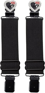 Dream Apparel Elastic Boot Straps Clips Adjustable Pant Clips Stirrups Leg Straps for Biker Women Men Motorcycle Black