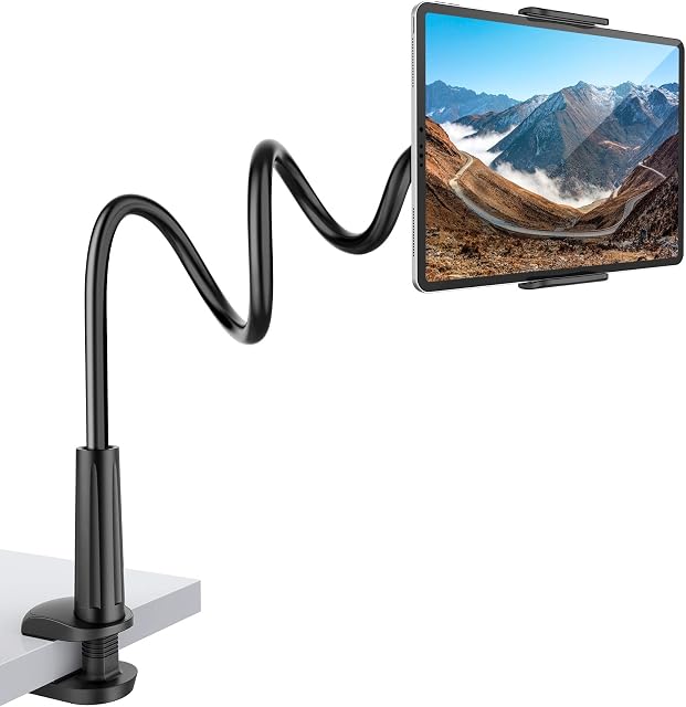 Rupoku Gooseneck Tablet Holder Phone Stand, Flexible Tablet Stand, 360 Adjustable Lazy Arm Holder Clamp Mount Bracket Bed for iPad Air Pro mini, Samsung Galaxy Tabs, iPhone, Switch, 4.0~10.5" Devices