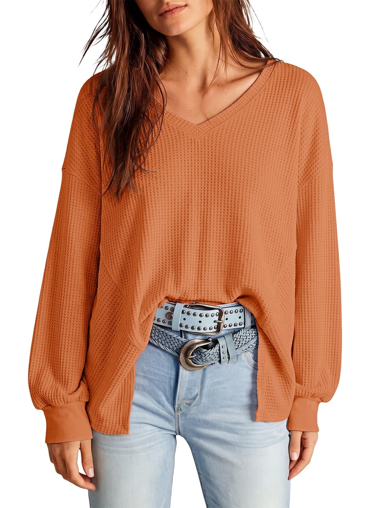 Dokotoo Womens Waffle Knit Tops Trendy Fashion 2026 Oversized T Shirts