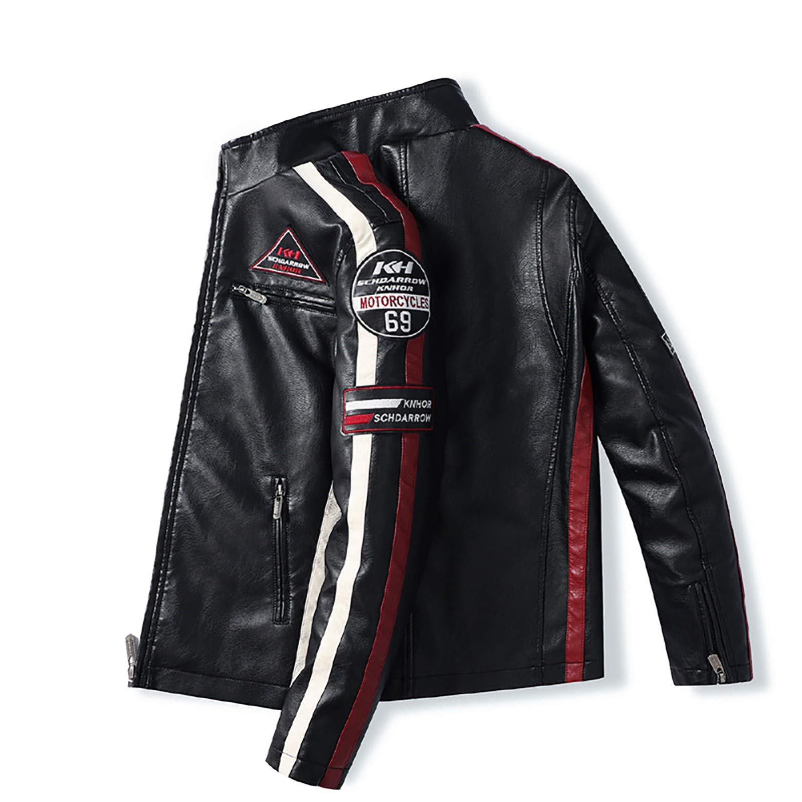 Giacche da Moto Protezione,Tuta da Moto da Strada In Pelle da Uomo Giacca PU Plus Velvet Approvato CE