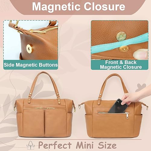 Miniatura 5 de Mini bolsa de pañales Mominside pequeña bolsa de pañales con 13 bolsillos, bolsa de pañales cruzada de cuero, organizador de bolsas de pañales,