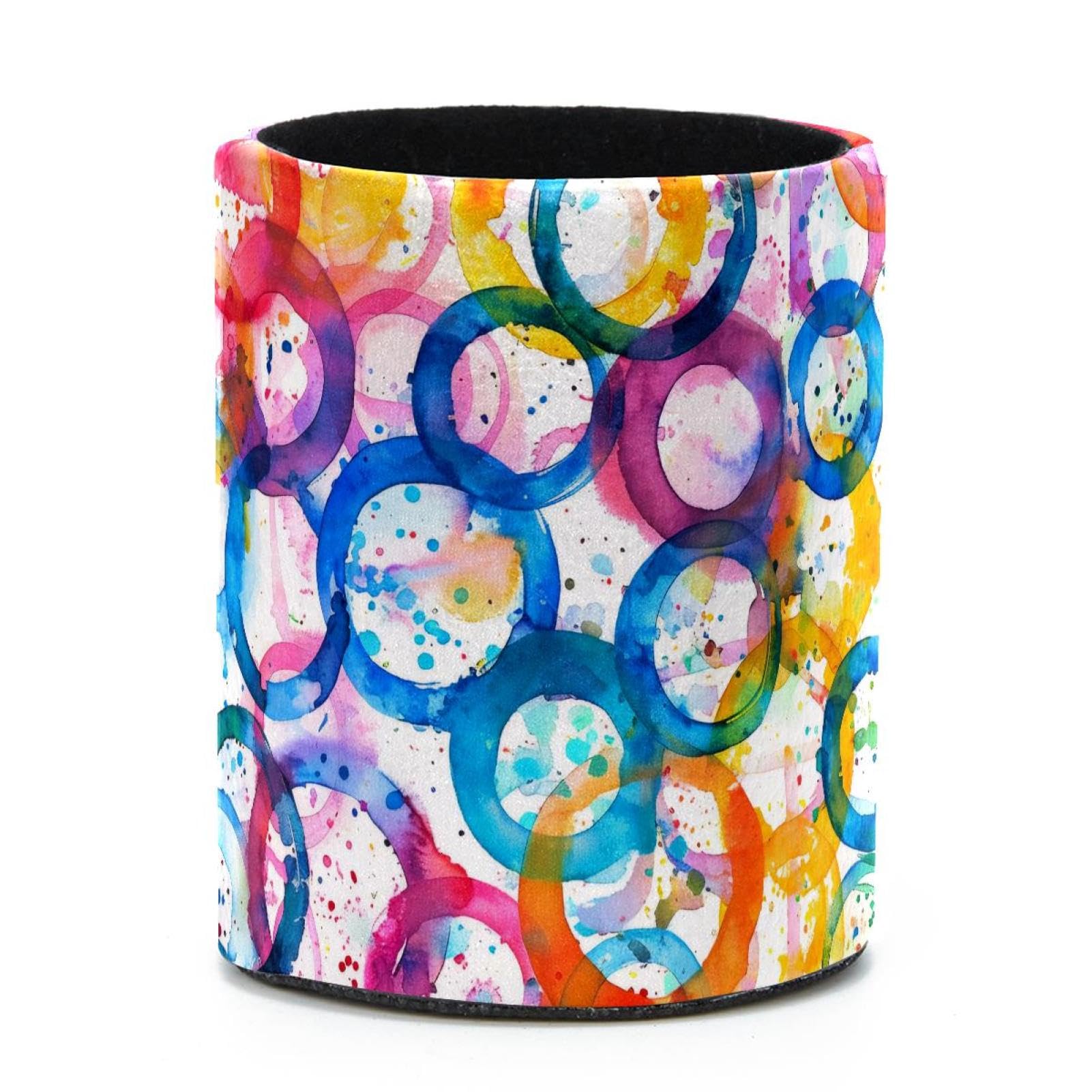 VAPOKF Round Pencil Holders for Desk, Watercolor Circles Pen Holders Pen Pot Makeup Brushes Storage Desktop Stationery Supplies Organiser for Home Office