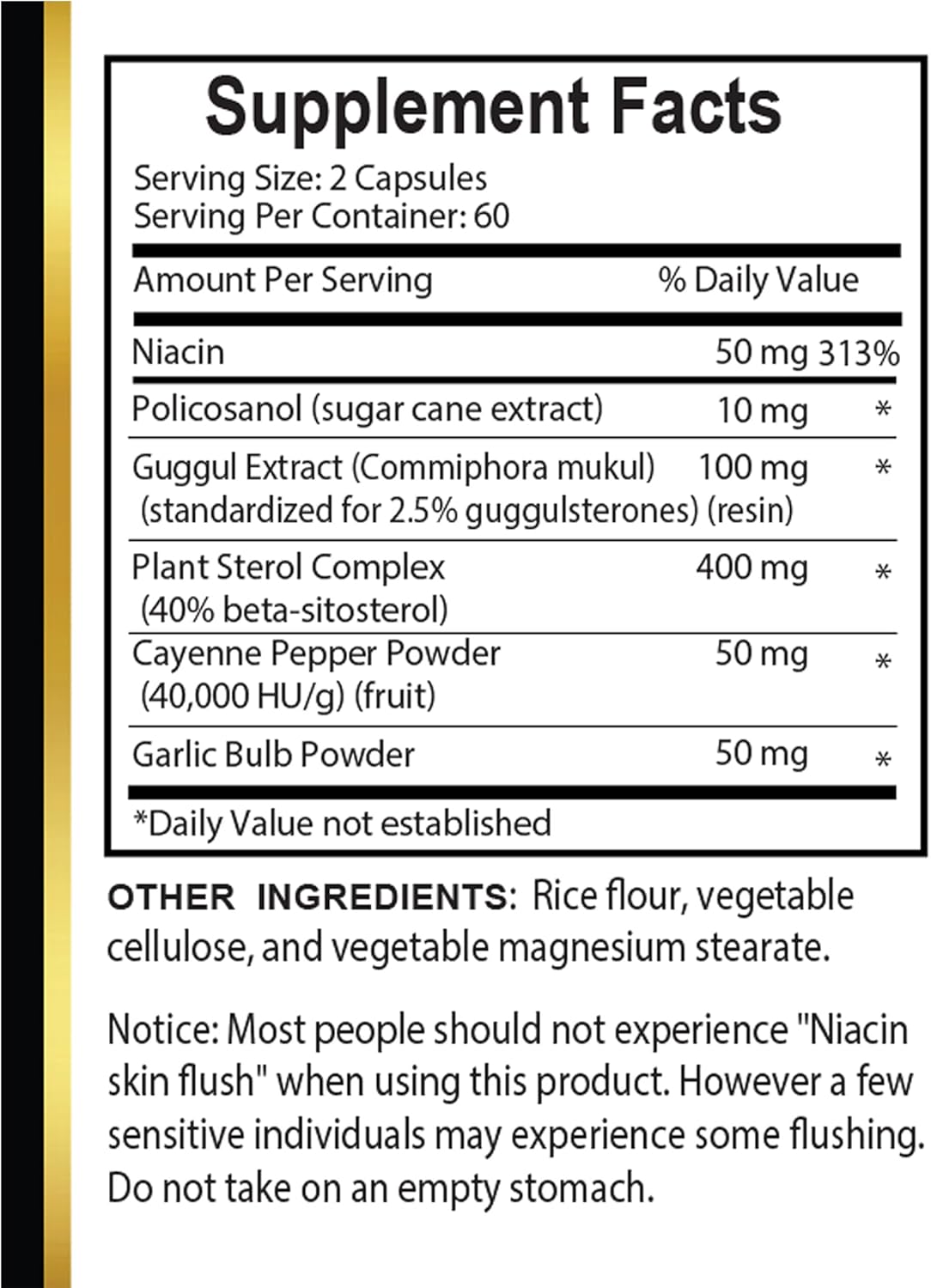 Choless Control Natural Balance Formula with Niacin Policosanol Guggul Garlic Cayenne & Plant Sterols for Normal Cholesterol Support 2 Bottles 120 Capsules