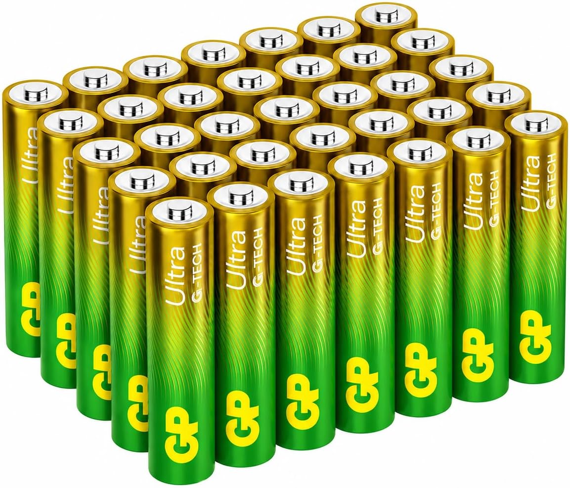 Ultra Alkaline Triple A Batteries, Long Lasting Power - Ideal for Camera, Alarm & Industrial Use - 10-Year Shelf Life - 36 Pack by GP AAA Batteries | Reliable Power for Toys, Remotes, Clocks & Devices โ Ideal Battery Pack for High-Drain Household Electronics