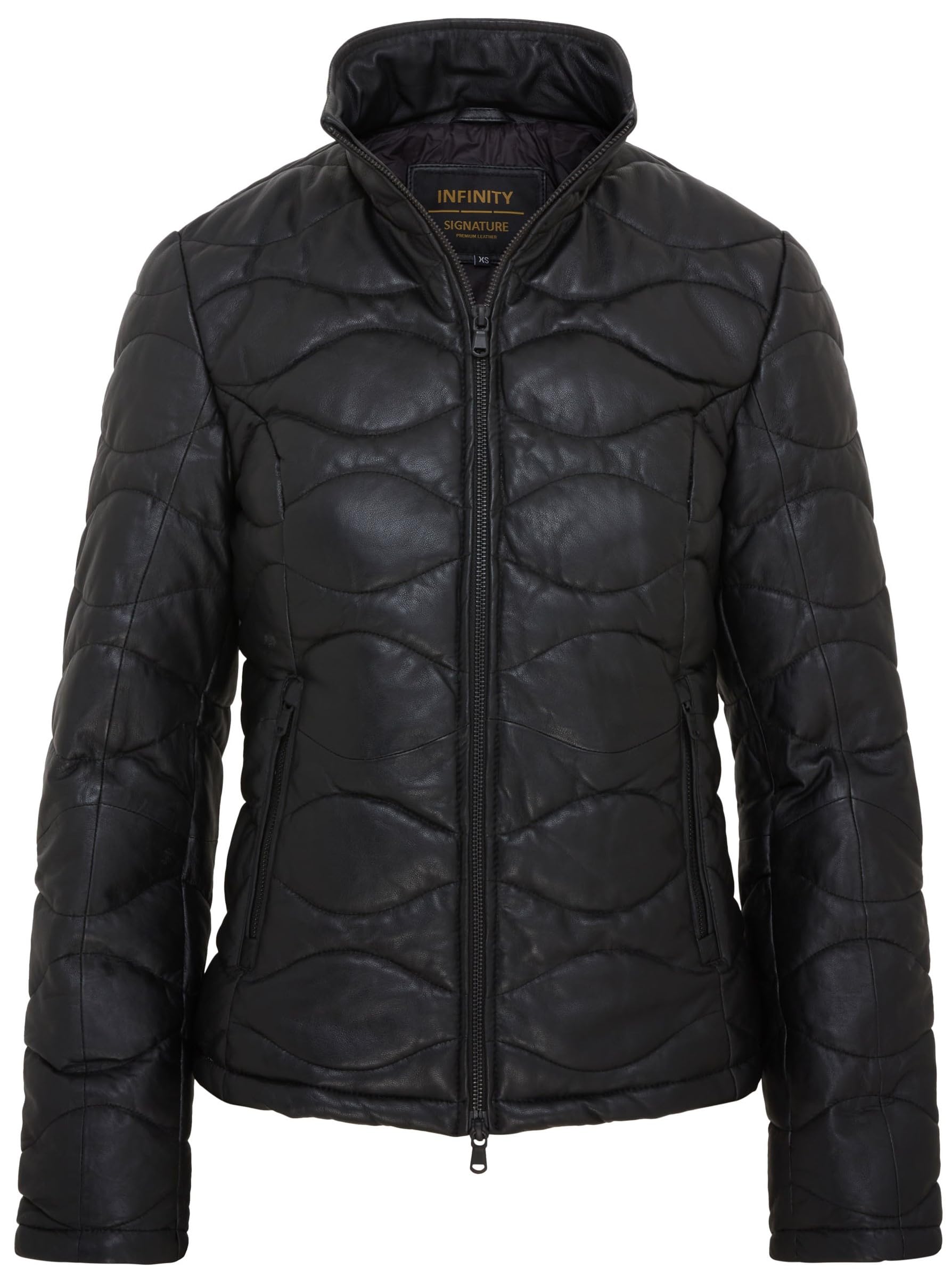 Infinity Leather Women's   Black Puffer Warm Quilted Leather Bomber Jacket in Size 4XL, BrandAlley