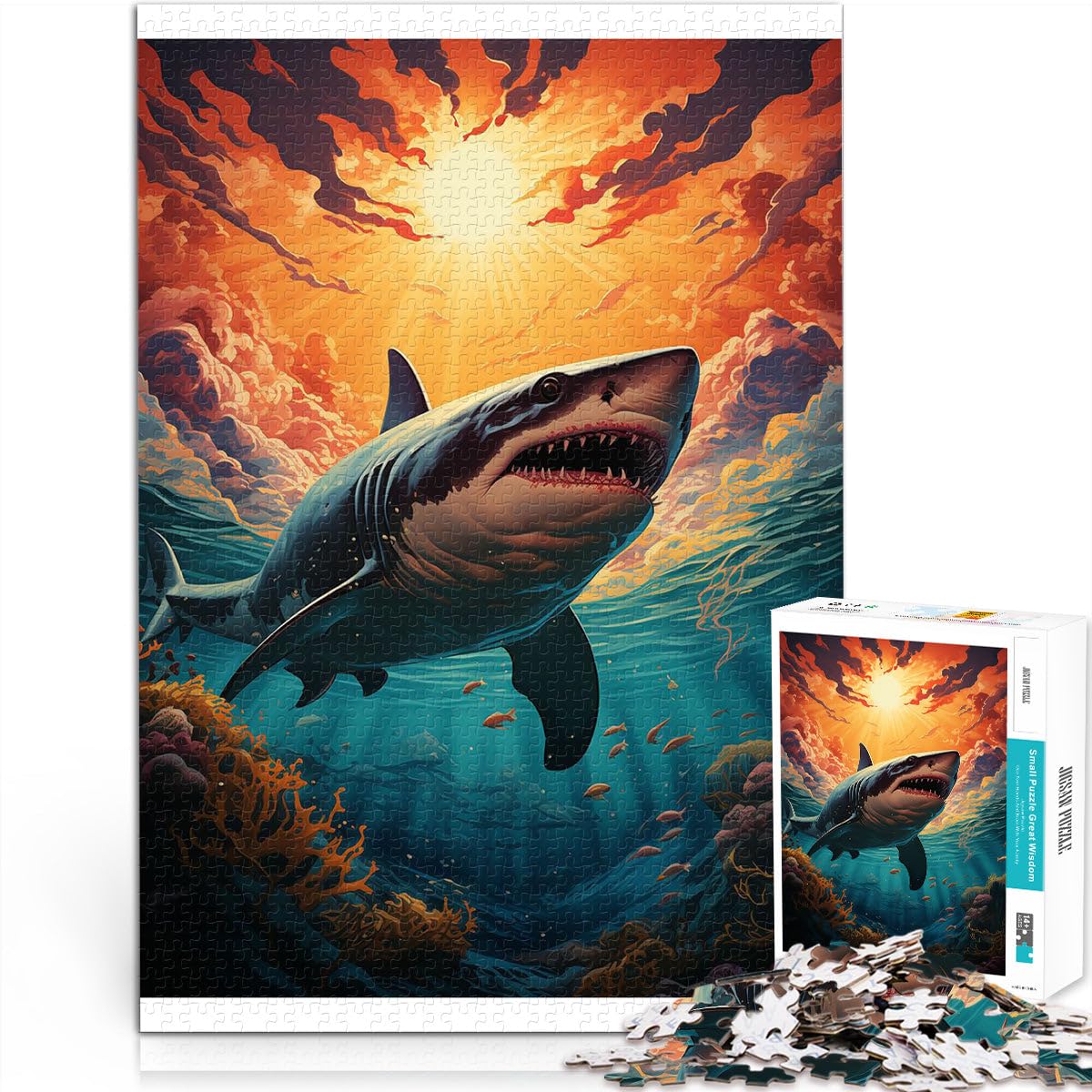 Jigsaw Puzzles for teenagers 1000 Piece Retro Whisper Shark Familienspiel für und Geeignet für die Schreibtischdekoration52x38cm — image 1