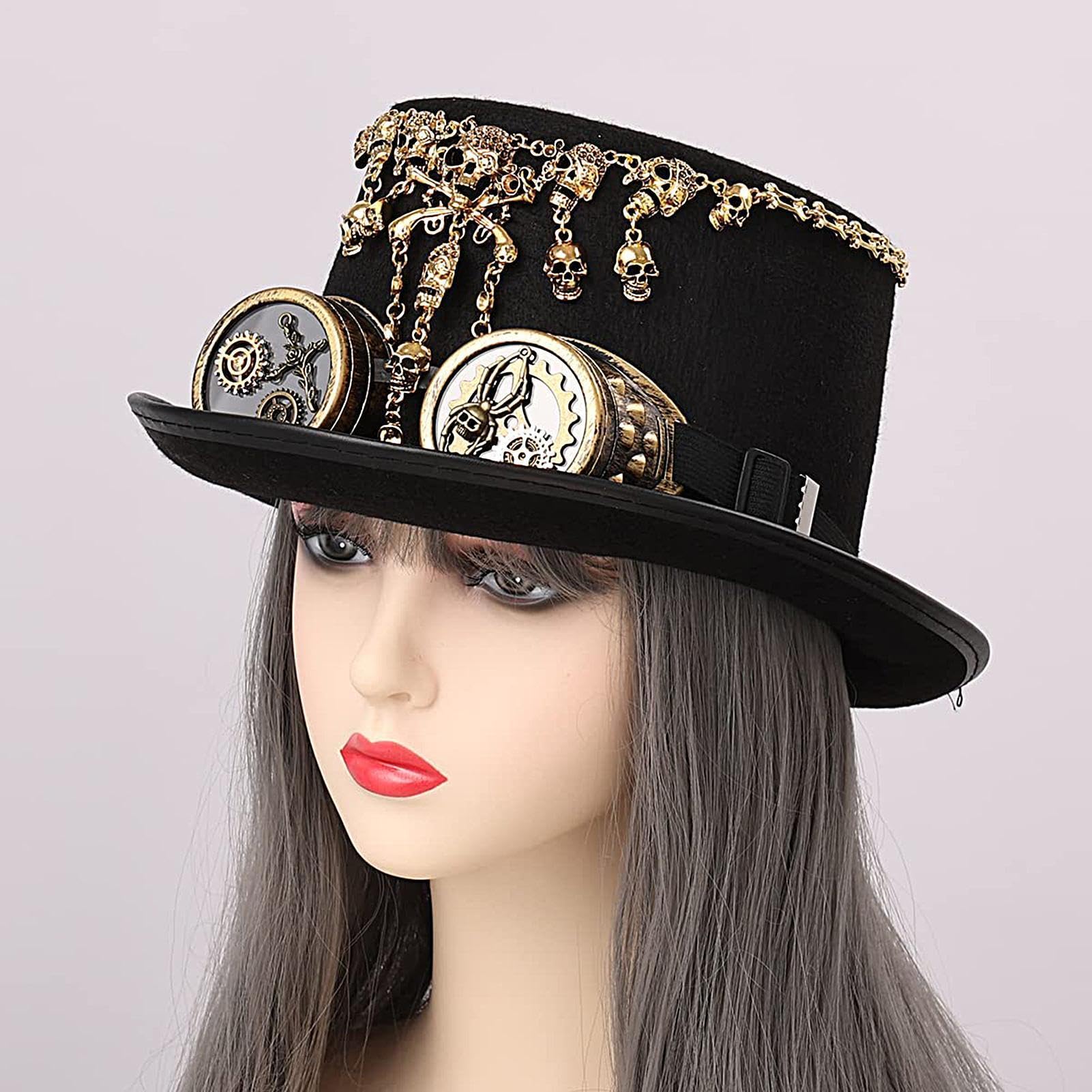 Generico Steampunk Cappello a Cilindro cosplay vintage con occhiali
