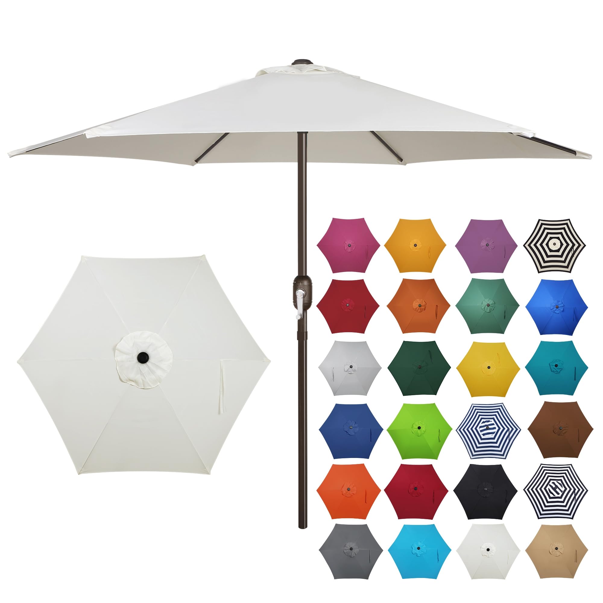 7.5 ft Patio Umbrella Yard Umbrella Outdoor Market Umbrella with Push Button Tilt Crank Creamy White product thumbnail 3