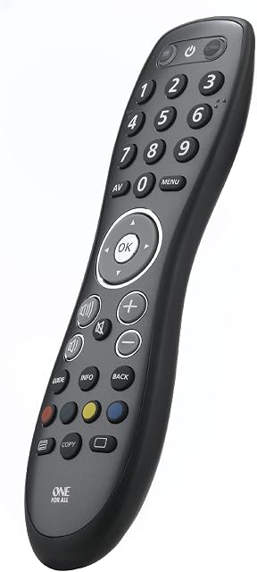 One For All Simple 2 Universal remote control - Perfect replacement remote for 2 devices: TV and STB (Freeview/Sat/Cable)  With learning feature  Guaranteed to work all brands  Black  URC 6420