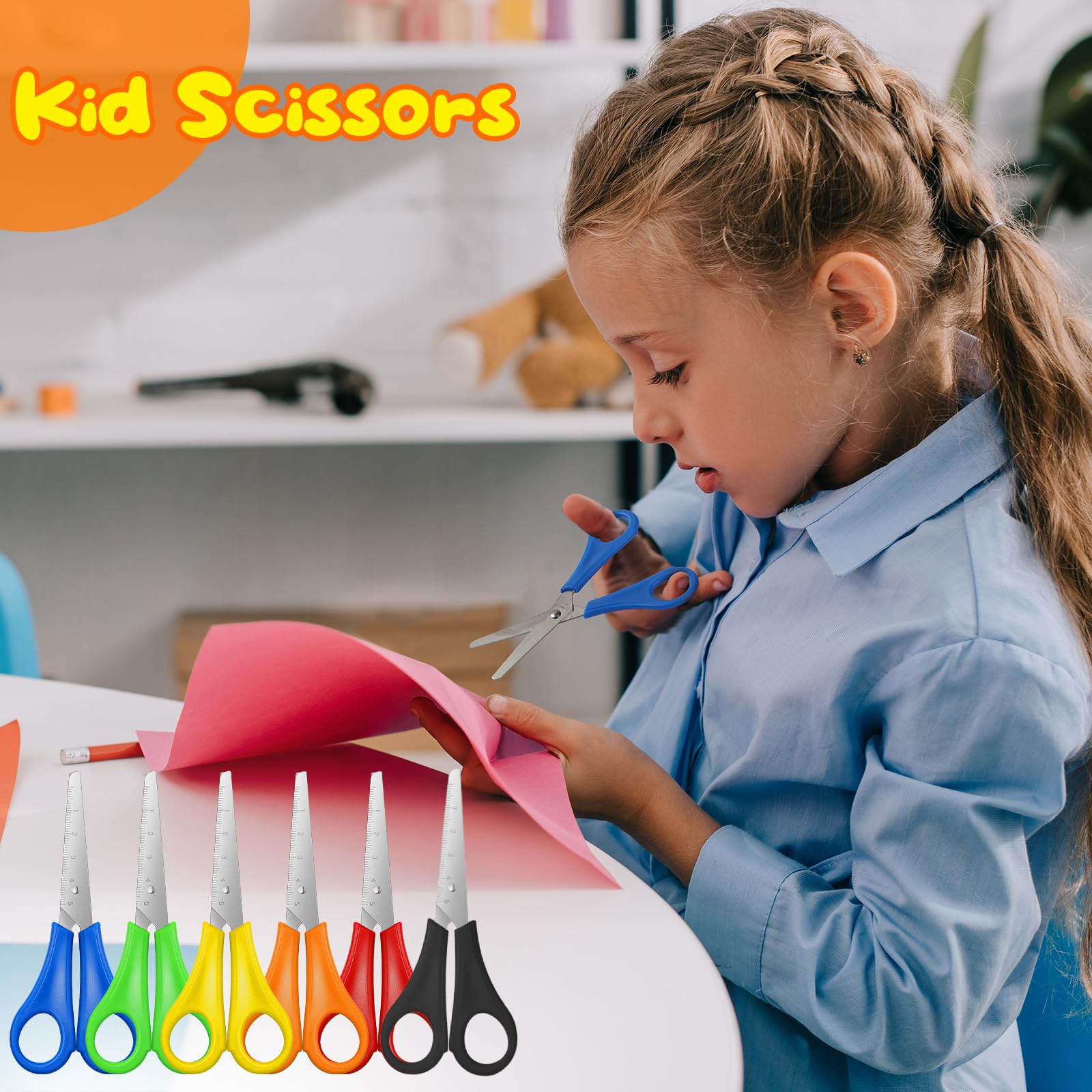 240 Stück Kinderscheren für Schule, 12,7 cm, Schülerschere, Kinderschere, stumpfe Spitze, Sicherheitsschere, Edelstahl-Papierschere für Kindergarten, primäres Bastelprojekt (240)