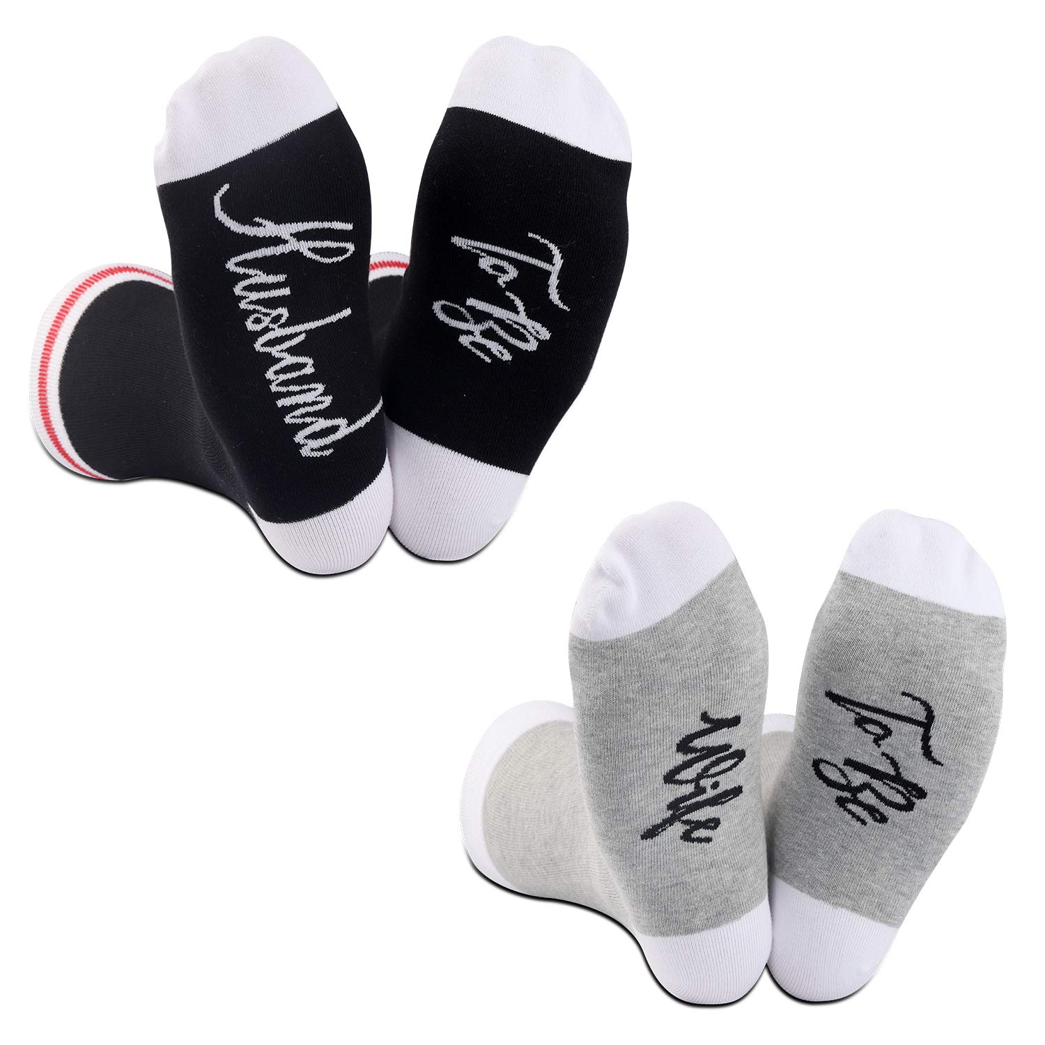 Jtouk Men's Husband To Be Wife To Be Nobrands Bride And Groom Couple Gift Socks For The New Weds (Husband To Be Wife To Be)