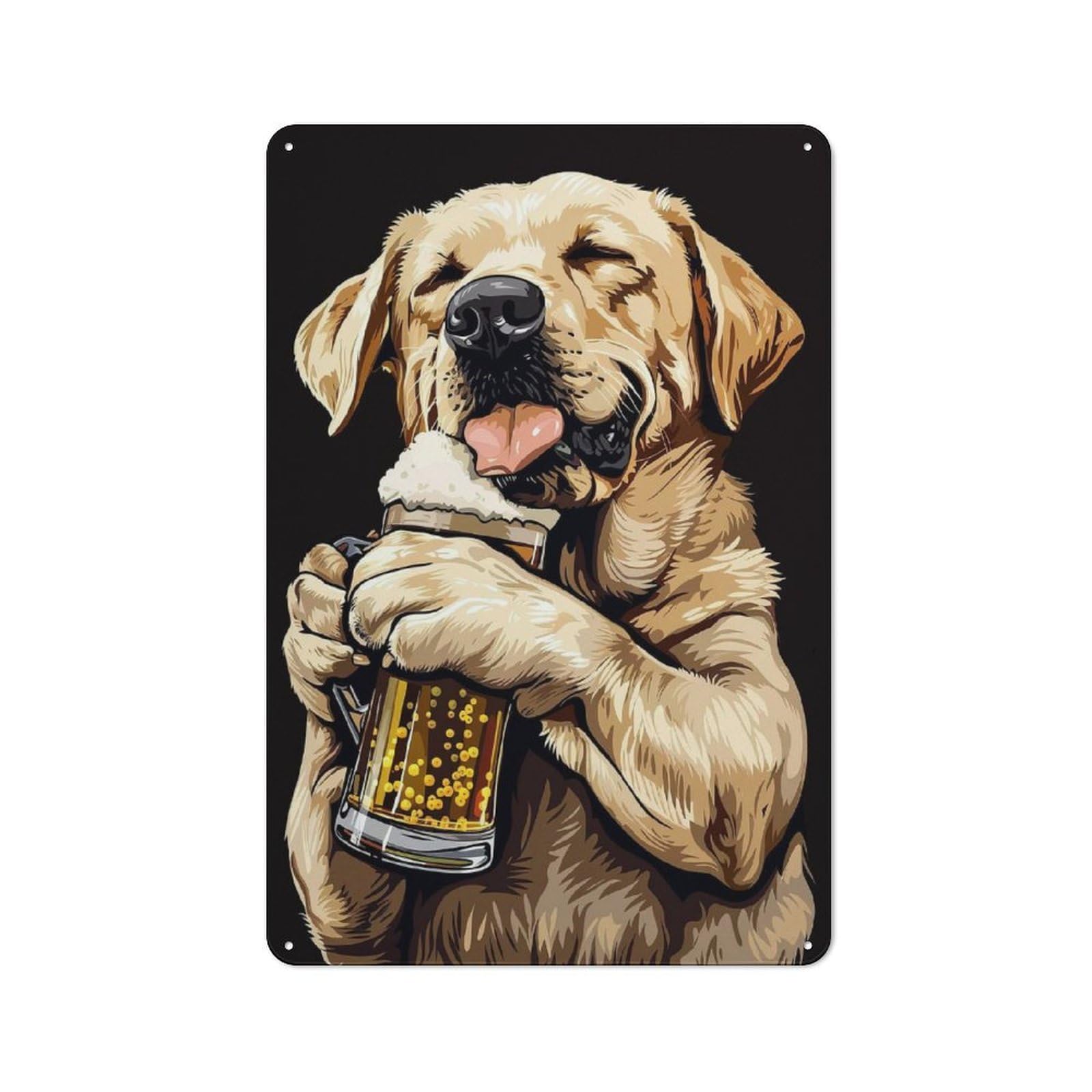 Labrador Beer Rustic Metal Sign 30x20cm for Hobby Room Or Studio, Suited to Hobby Room Decor Fans