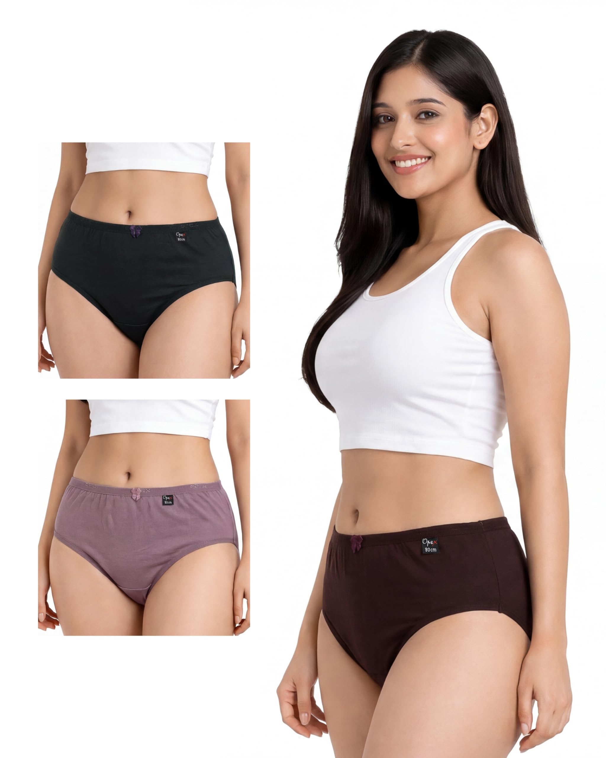 opex Women's Cotton Spandex Dream Panty | Soft Stretch Regular Fit with Leg Elastic & Mid Waist Coverage | Comfortable Everyday Innerwear Combo Briefs (Pack of 3)-picture-34