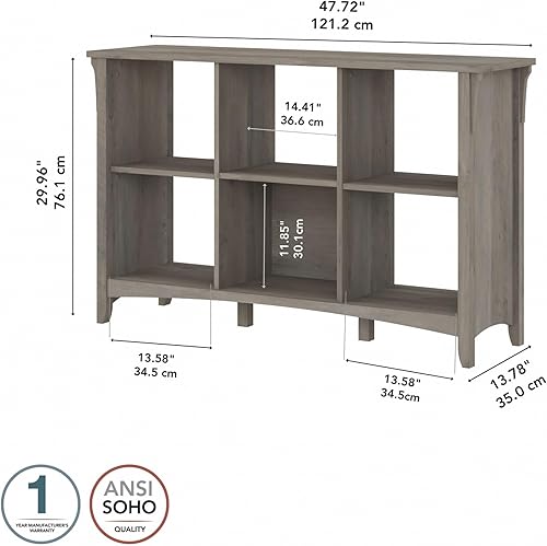 Miniatura 10 de Bush Furniture Salinas - Organizador de 6 cubos, blanco puro y gris Shiplap