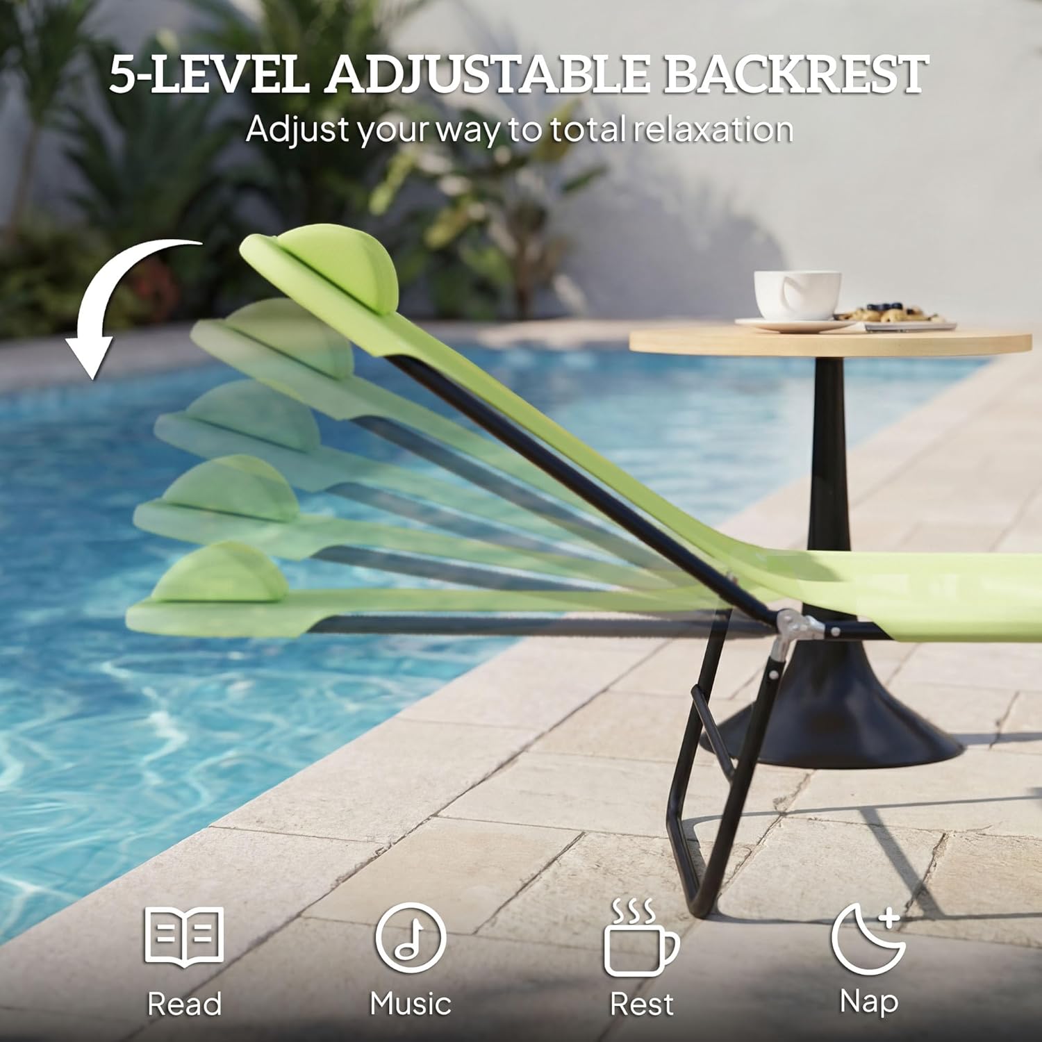 Diagram showing the dimensions of the Outsunny chaise lounge chair