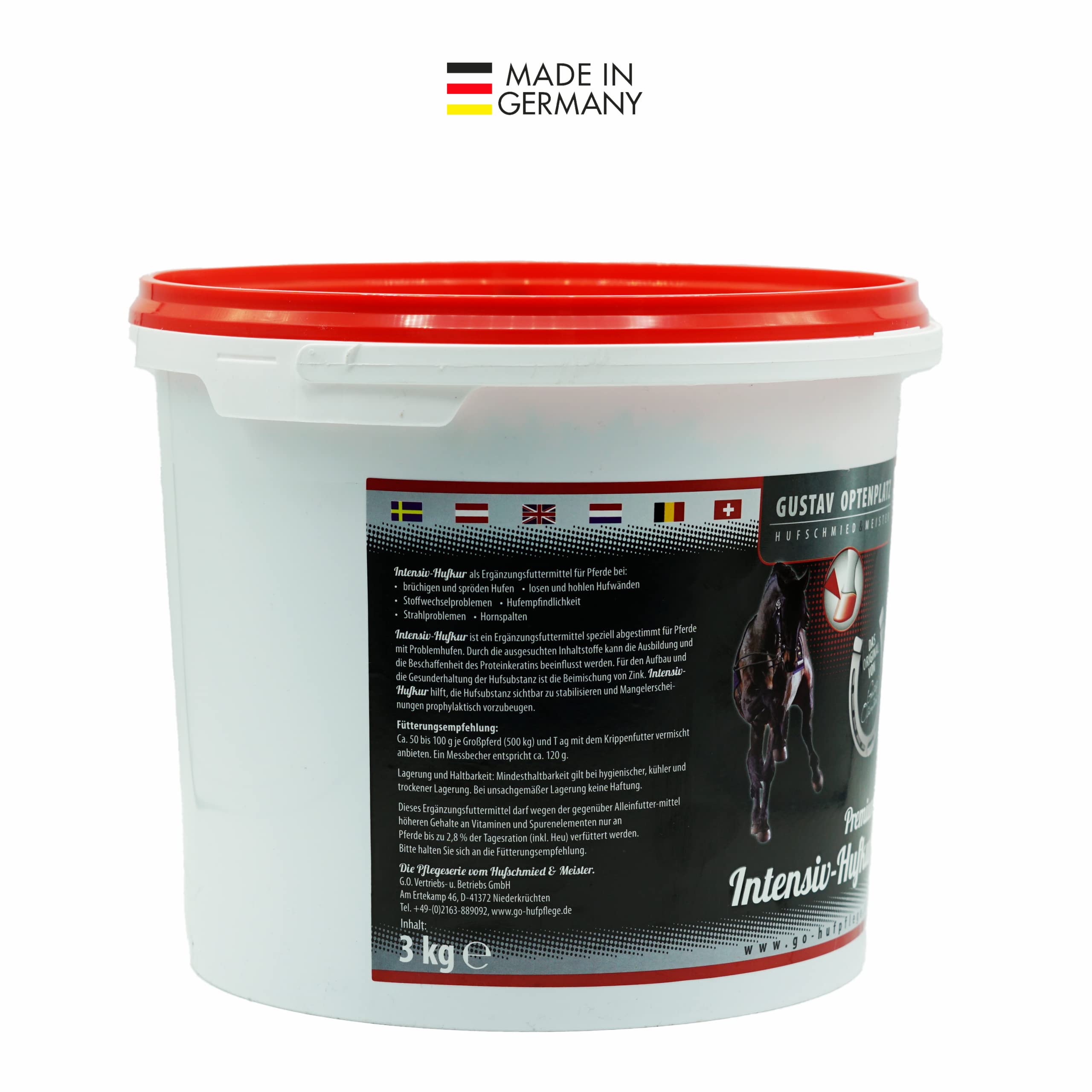 Premium Intensiv Hufkur Futter für Pferde - Hochwertigste Inhaltsstoffe wie Biotin und Zink unterstützen die Hornproduktion und stärken den Huf von innen heraus (3000gr)