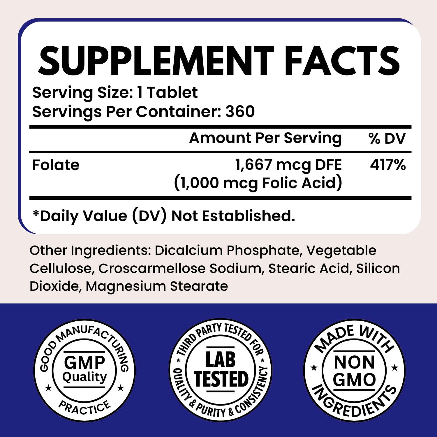 VITBOOST Folic Acid 1000 mcg (1667 mcg DFE) - Vitamin B9 Supplement, 360 CT — Amazon image 2