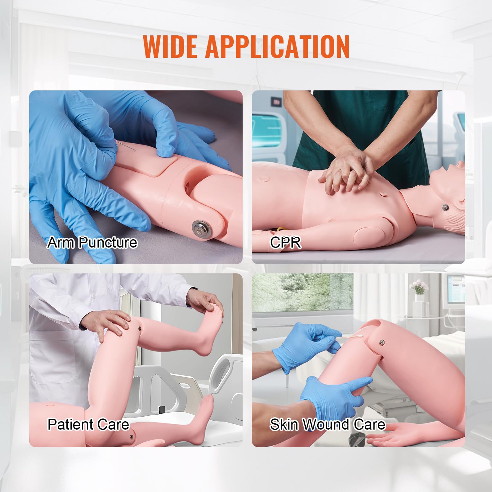 VEVOR Maniquí de Enfermería Femenino Maniquí de Cuidado del Paciente Alto de 153 cm PVC Maniquí de Entrenamiento de Enfermera Simulación Realista para Enseñanza Formación Médica de Hospital Instituto