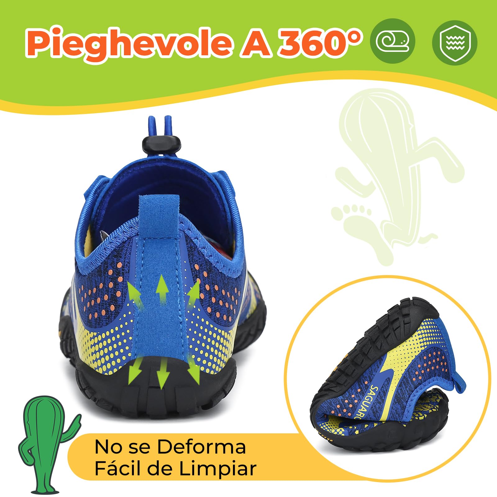 SAGUARO Barefoot Zapatillas Minimalista Comodas Zapatillas de Trail Running per Niños Niñas, Gr.24-36 — view 6