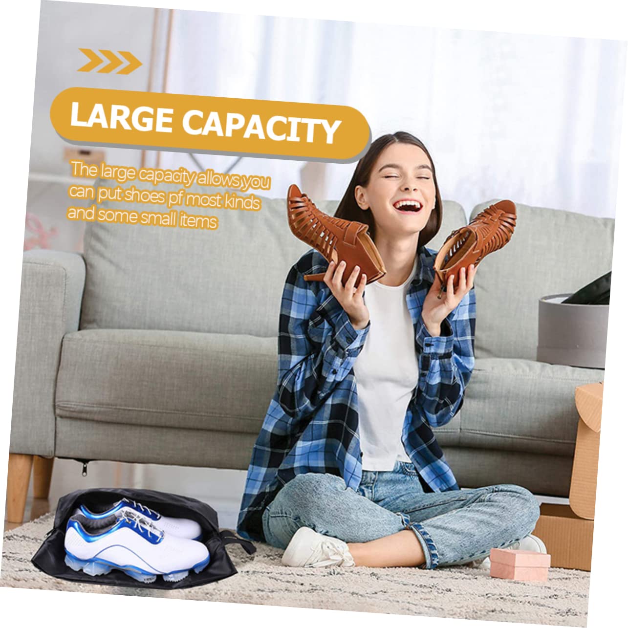PACKOVE 8pezzi Borse Porta Scarpe Impermeabili Oxford Per Viaggi Sacchetti Organizzatori Con Chiusura Cerniera Per Tenere Pulite e Ordinati Tuoi Calzature