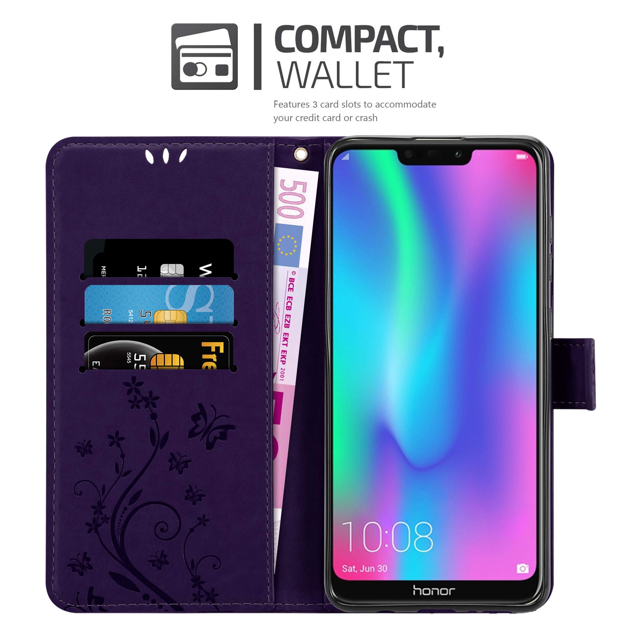 Custodia Libro Cadorabo Per Sony Xperia 8 - Grigio Fiore Con Chiusura Magnetica - Portafoglio Con Slot Carte E Funzione Stand