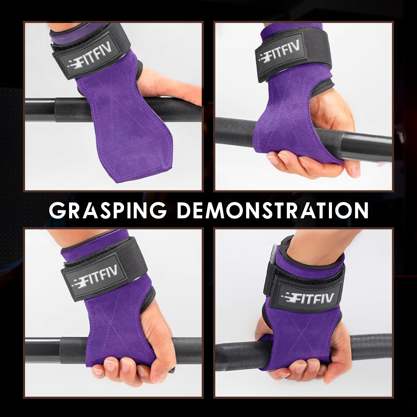 Sangle de poignet d'haltérophilie double en cuir pour la gym, la musculation, bandes de poignet rembourrées en néoprène – pour homme et femme (paire)