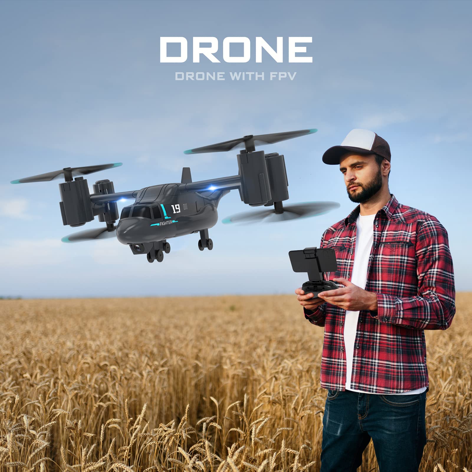 Dron RC z kamerą 720P tryb Landmodus Auto-Hover Headless Start Lądowanie 3D Flip 2 akumulator