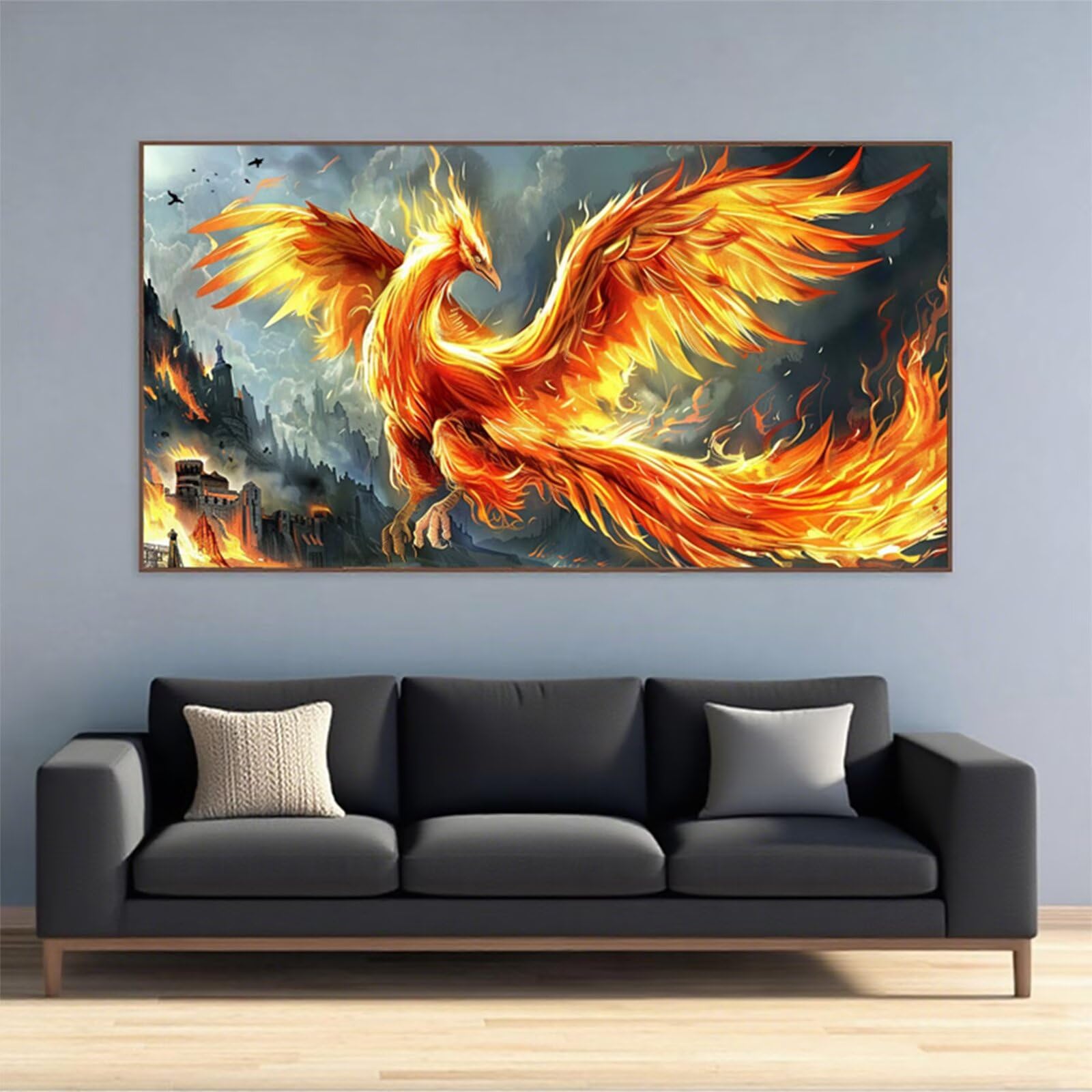 Diamentowe malowanie dla dorosłych duży rozmiar 100 x 50 cm, 5D diamentowe malowanie feniks malowanie diamentowe dziecko zamek haft diamentowy pełny zestaw akcesoriów, kreatywne hobby dla dorosłych