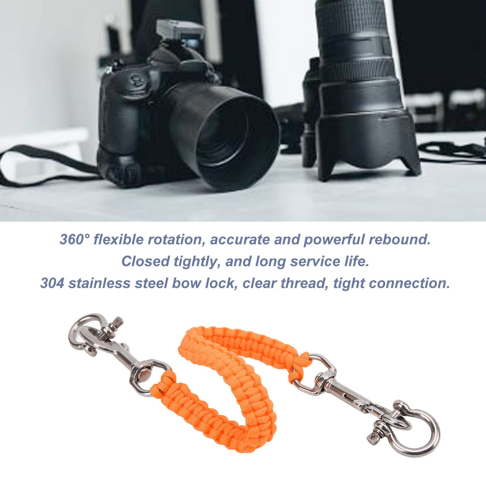 Diving Camera Lanyard, Retractable Diving Camera Rope, Diving Camera Tray Handle Rope Corrosion Resistance Underwater Camera Lanyard Strap for Photography Diving Cameras and Dive Lights