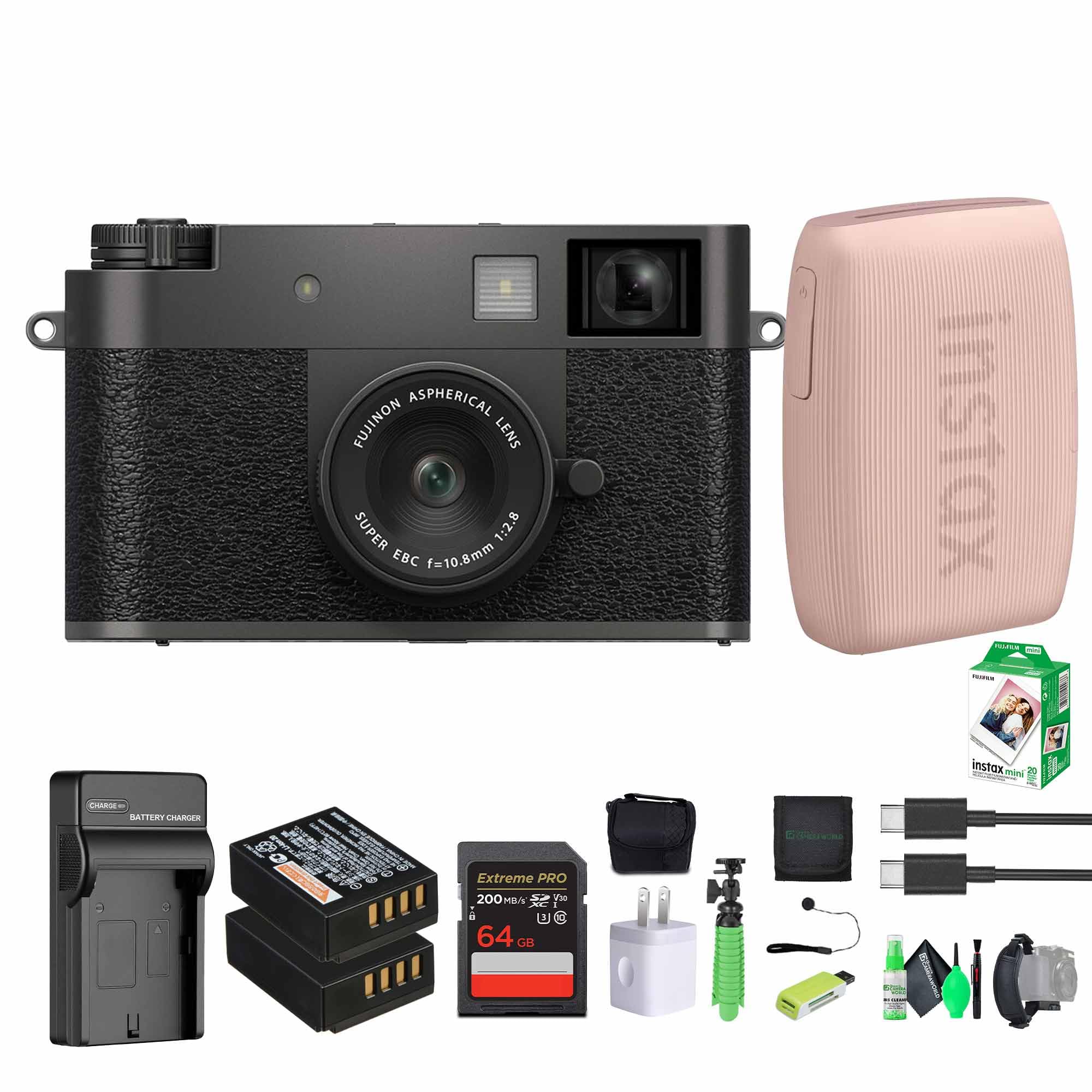 FUJIFILM X Half Point & Shoot Camera (Charcoal Silver) & Accessory Bundle