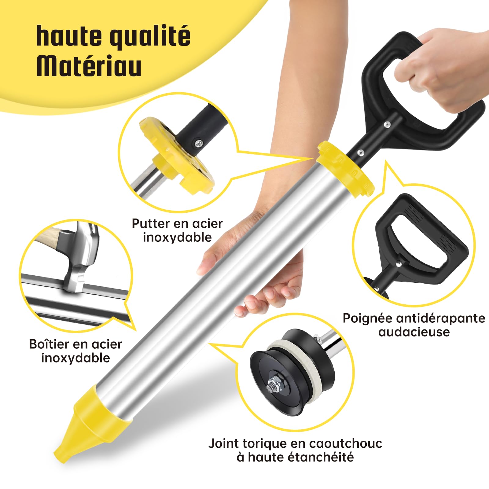 Jointoyeuse 5 en 1 - Pistolet Joint Est Fabriqué en Acier Inoxydable. Pistolet à Ciment Est Utilisé pour Combler Les Fissures. Pistolets à Calfeutrer Sont Fournis avec Une Paire de Gants.