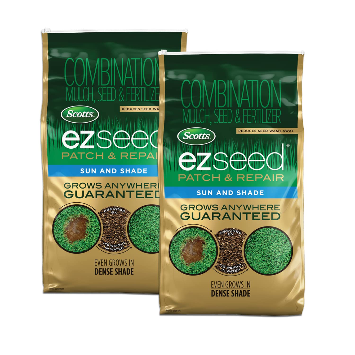 ScottsEZ Seed Patch & Repair Sun and Shade Mulch, Grass Seed, Fertilizer Combination for Bare Spots and Repair, 10 lb, 2 pk