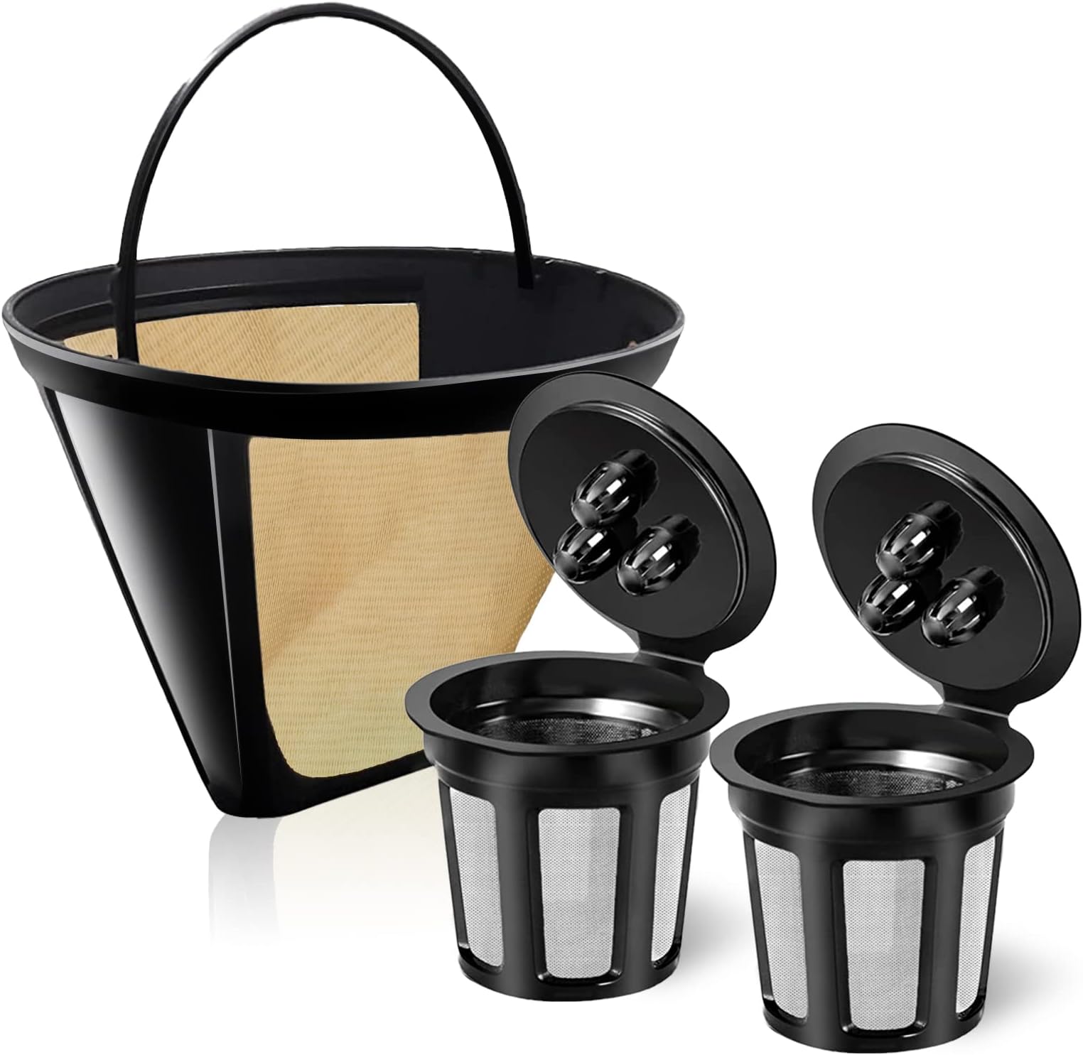 Reusable Coffee Filter for Ninja Dual Brew Coffee Maker,2 Pcs Reusable K cups Coffee Pods and 1 pcs Coffee Maker Filter #4 Compatible with Ninja CFP301 CFP201 CFP400 Coffee