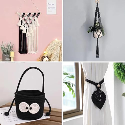 Miniatura 13 de Cuerda de macramé – Cuerda de macramé natural sin blanquear – Cuerda de algodón torcido de 4 hebras para colgar en la pared, hacer manualidades