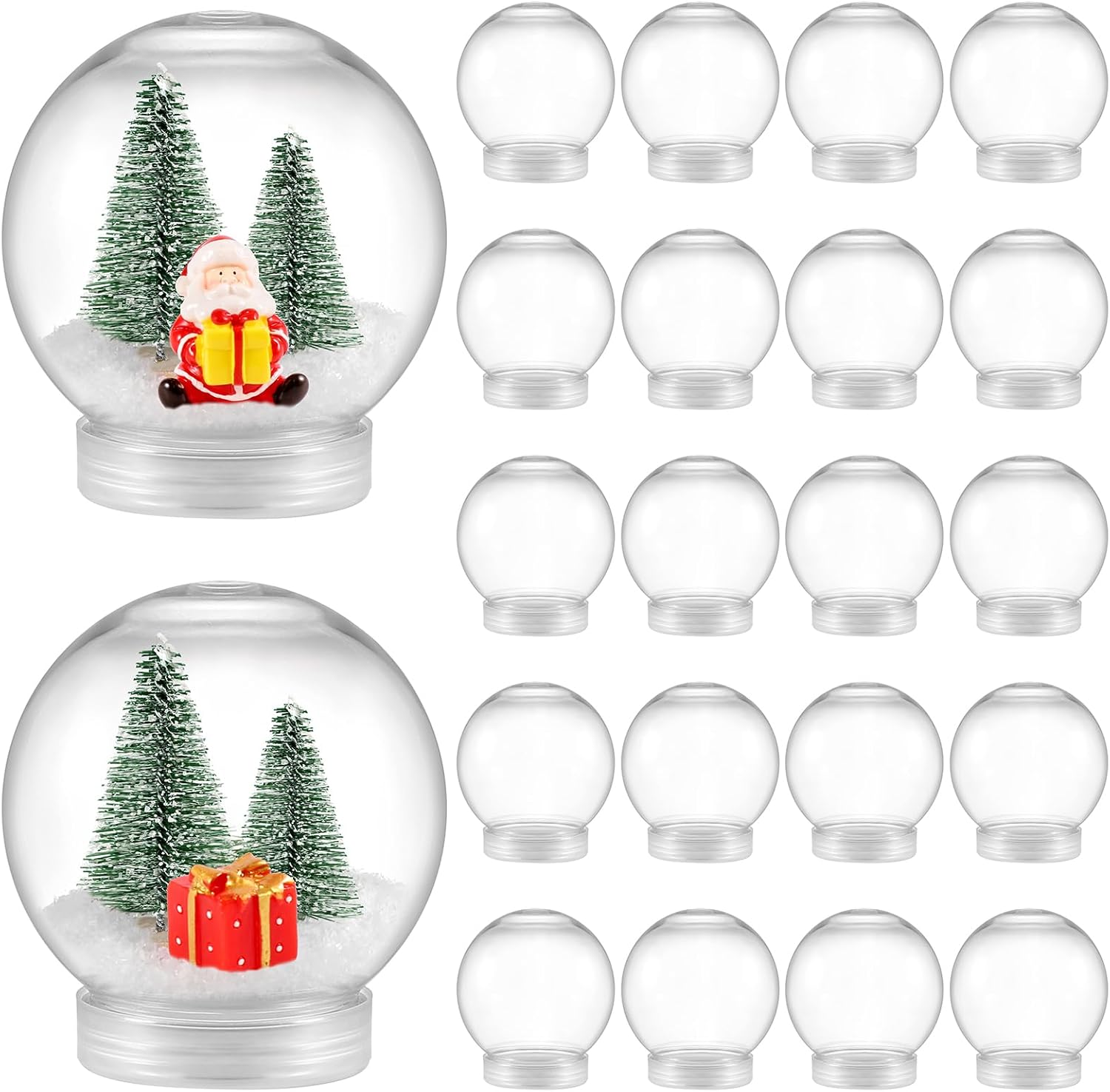 22 Pieces 3.6 Inch/91mm Plastic Snow Globe Clear Water Globe Fillable Snow Globe Ornaments with Screw Off Cap and Inner Plug for DIY Crafts Christmas Home Decoration( pack of 4) 