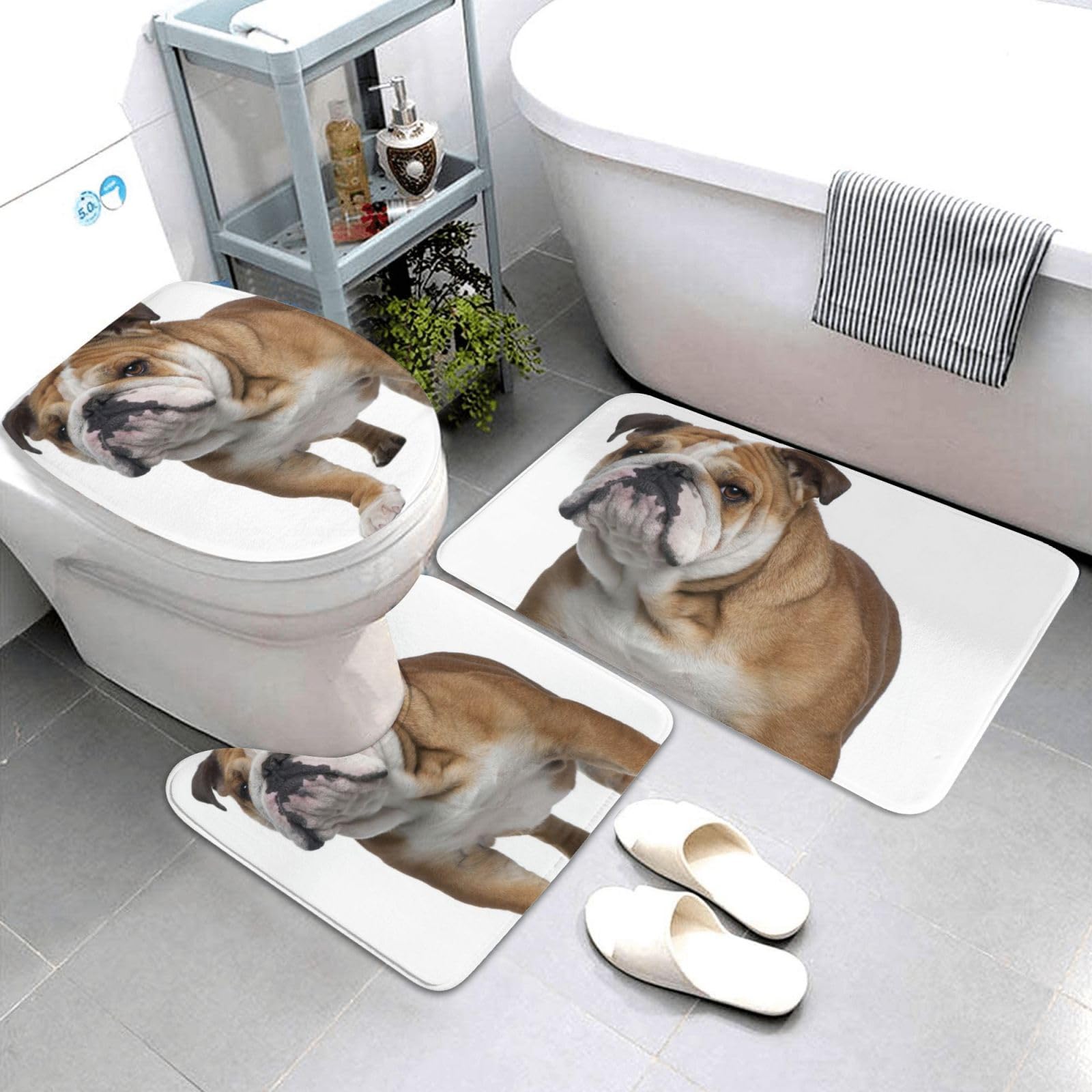 Tapis de bain bouledogue anglais durable doux et absorbant
