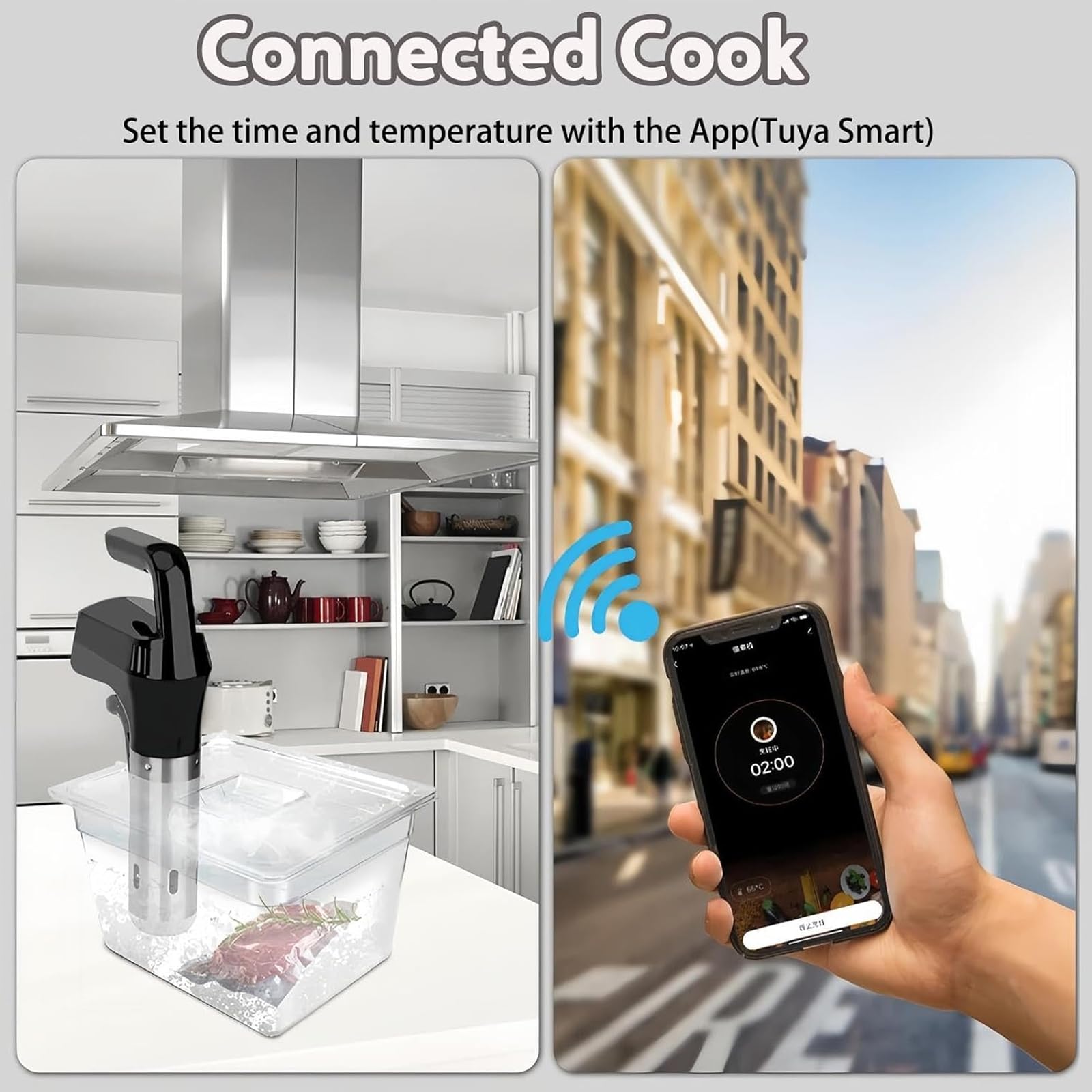 Cocedor Sous Vide – Circulador de Inmersión Inteligente 1800W con Pantalla LED, Depósito 11L, Kit Completo Sous Vide con Control Preciso de Temperatura & Tiempo para Bistecs Perfectos