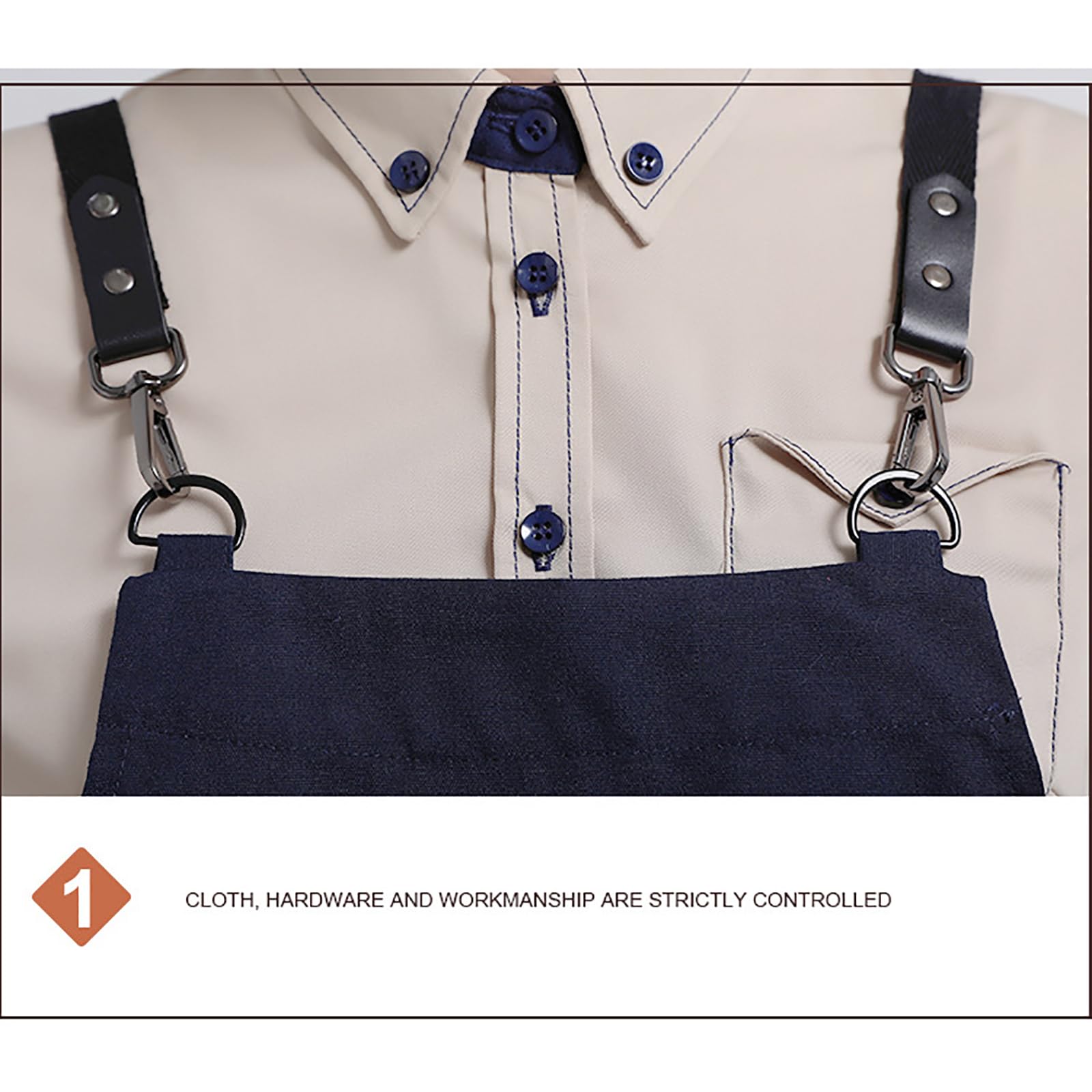 Tablier de cuisine réglable en toile de coton avec poches pour la cuisine, la pâtisserie, le jardinage