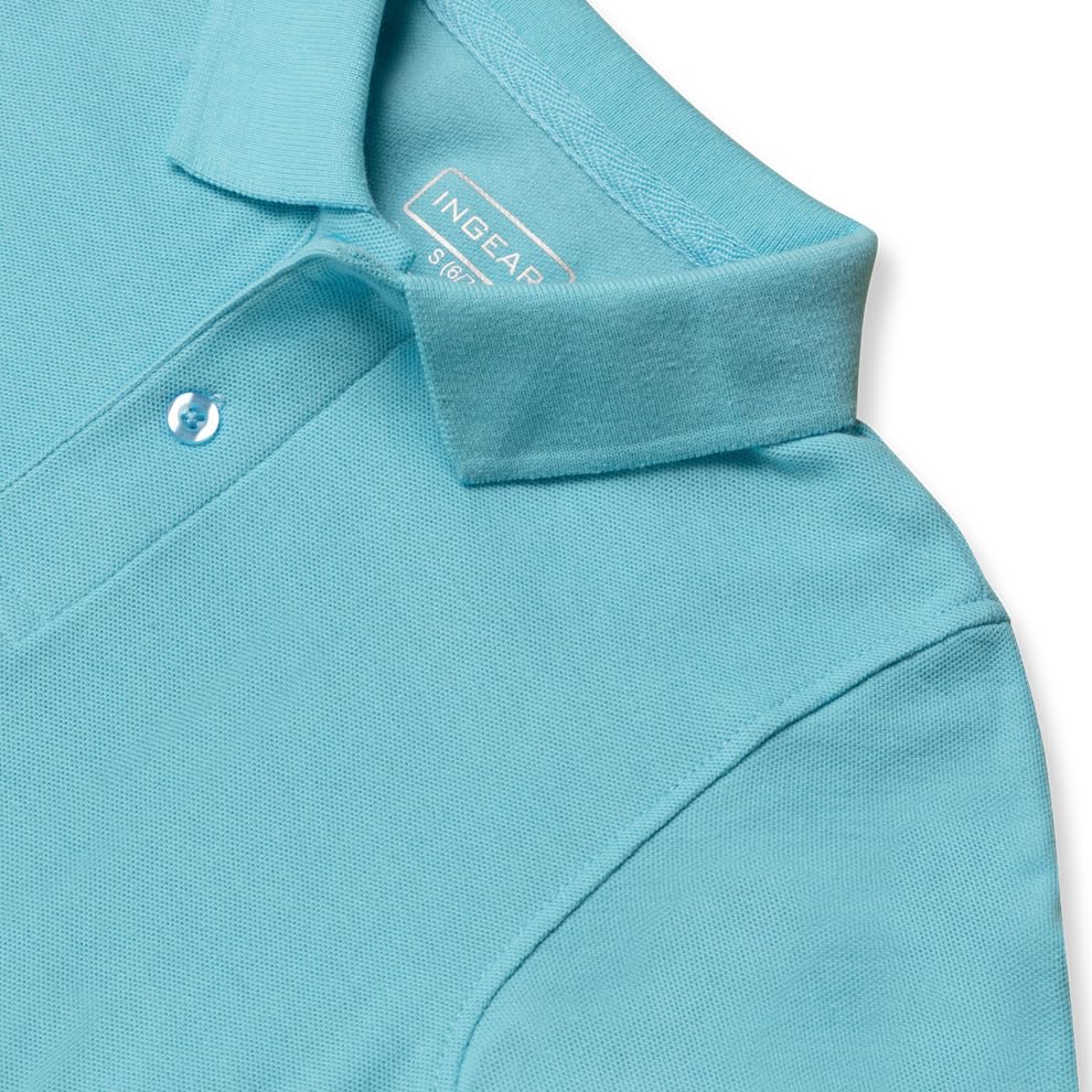 INGEAR Boys Short Sleeve Polo Shirt for School Uniform, Golf or Casual Wear, Performance Polo Shirts for Boys 2PK (US, Alpha, XX-Large, Regular, Turquoise)2