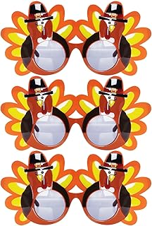 SUMERSHA 3 Pack Thanksgiving Sunglasses Turkey Eyeglasses Creative Thanksgiving Costume Glasses Photo Props Party Favors