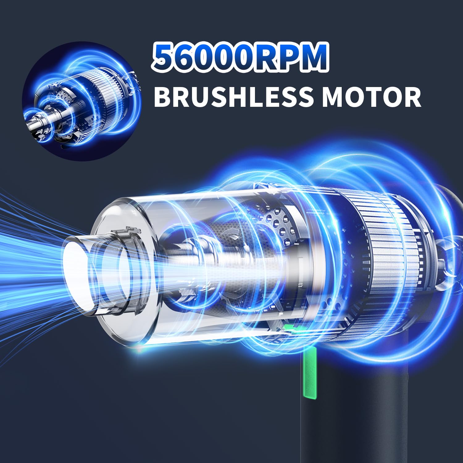 Aspiradora de mano portátil sin cables, 18000 Pa 5 en 1, motor sin escobillas de 100 W, aspiradora de alta potencia con martillo rompevallas, luz LED, múltiples boquillas para coche, hogar
